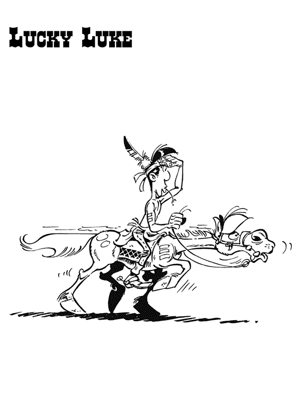 coloriage lucky luke joue a l indien